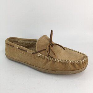 Florsheim Tan Leather Suede Loafers Lined Slippers Size 13M